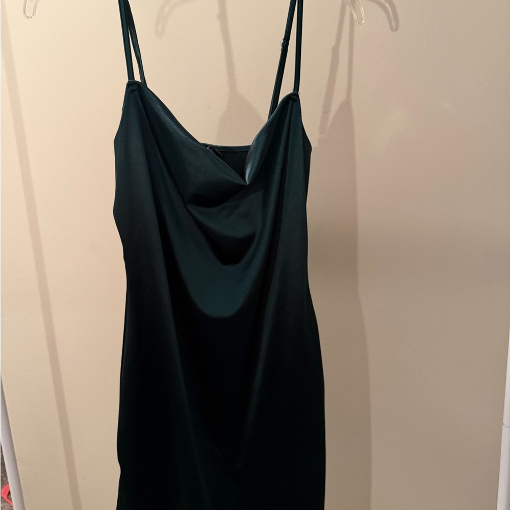 SHEIN Elegant Emerald Green Draped Mini Dress